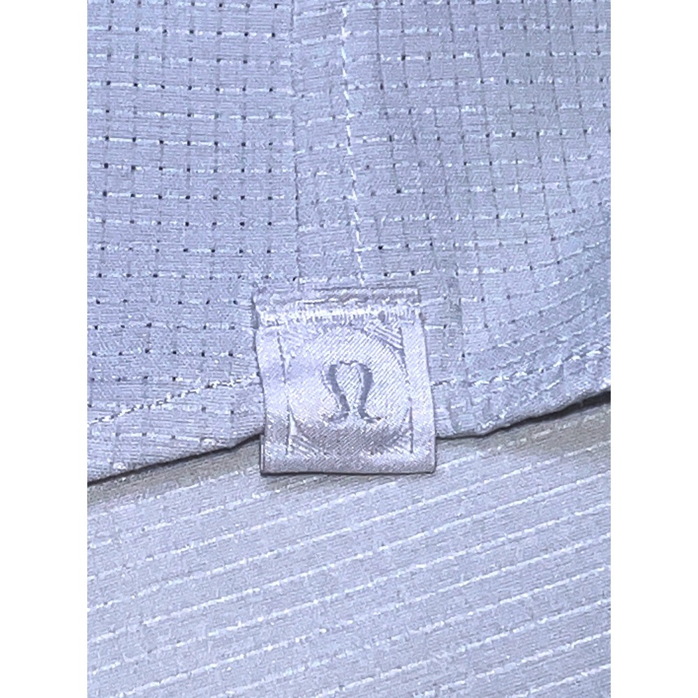 Lululemon Short Sleeve Button Down Shirt Mens XL Gray Textured Grid Casual Golf
